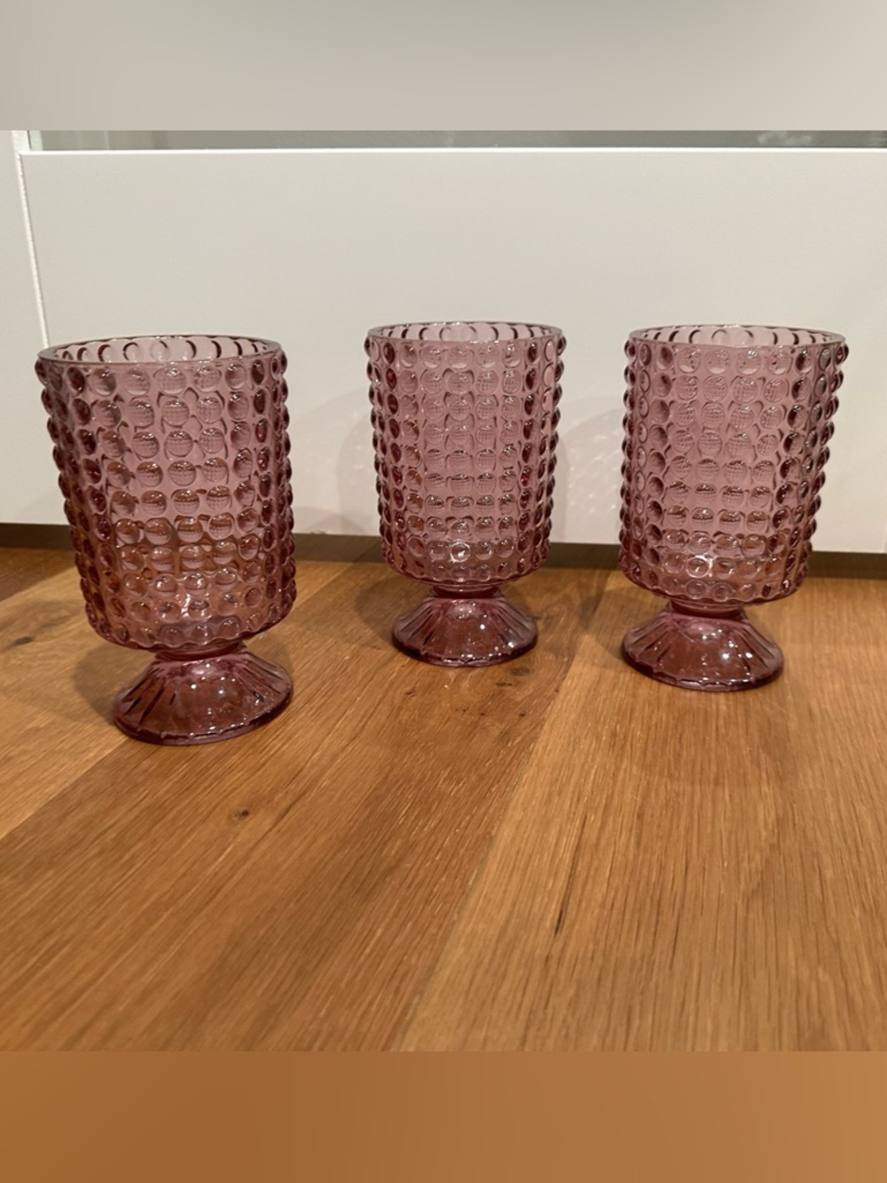 Ashland Purple Textured Glass Goblets Vases - Set of 3